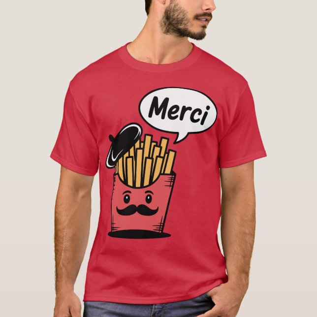 T-shirt Frites disant Merci (Devant)
