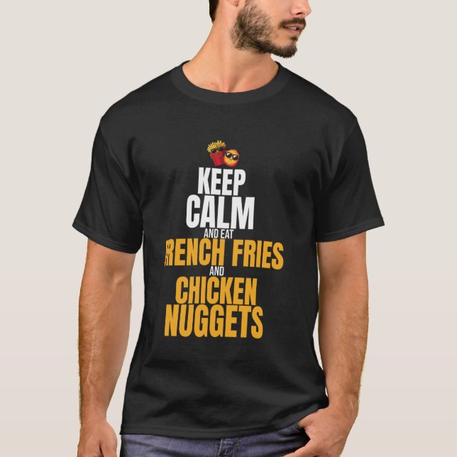 T-shirt Frites et nuggets de poulet  Funny Chicken Nu (Devant)