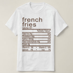 T-shirt frites étiquette de la valeur nutritive