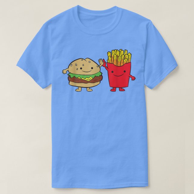T-shirt Frites Hamburger Cheeseburger Amis Nourriture Rapi (Design devant)