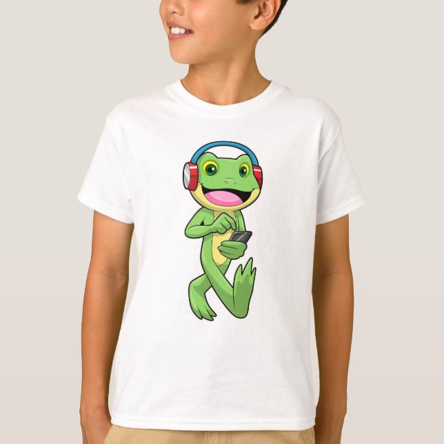 T-shirt Frog à la musique avec casque (Devant)
