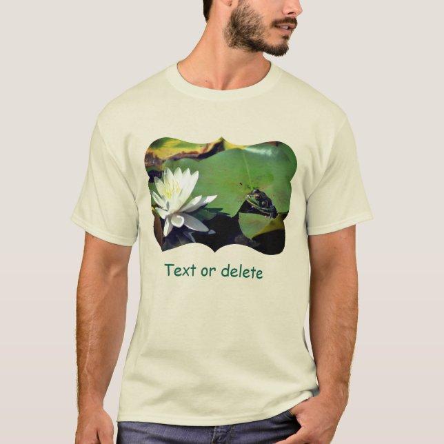 T-shirt Frog Admiring Water Lily Nature Light Personalized (Devant)