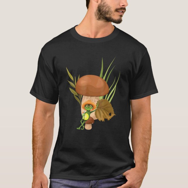 T-shirt Frog Boire Du Thé Sur Un Champagne Avec Un Sombr M (Devant)