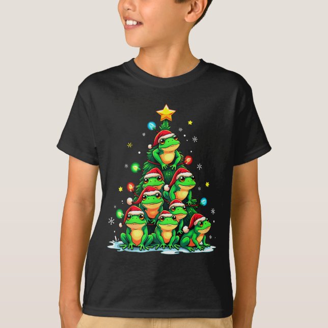 T-shirt Frog Christmas Tree Funny Hopper Holiday Cute Frog (Devant)