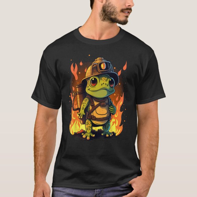 T-shirt Frog Fireman on Firefighter Frog (Devant)