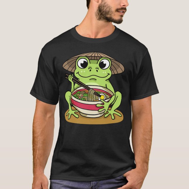 T-shirt Frog Frogs Ramen Noodles Japanese Kawaii Frog (Devant)