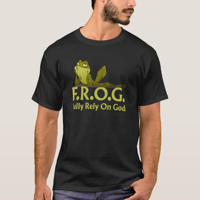 T-shirt FROG Fully Rely On God Funny Frog Christian (Devant)