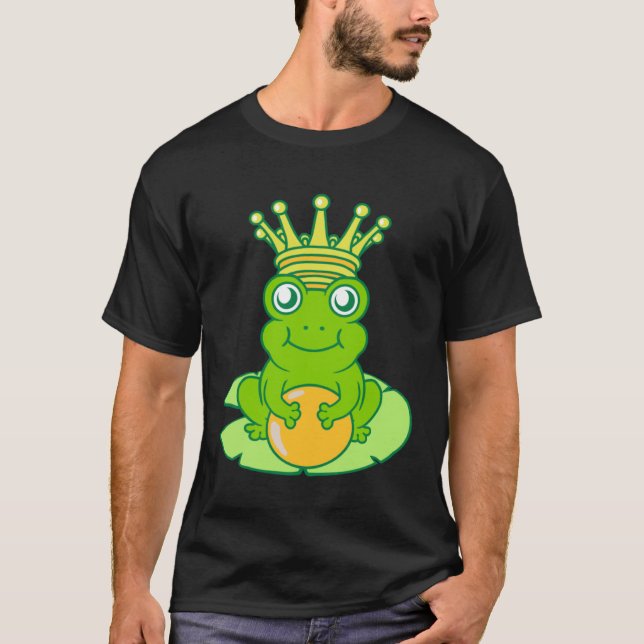 T-shirt Frog Golden Toad King Fairy Tale Crown Ball Prince (Devant)