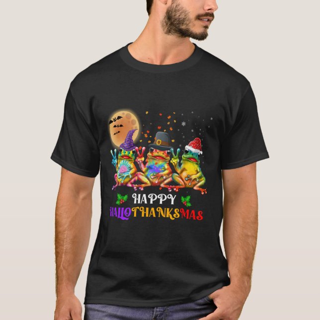 T-shirt Frog Happy HalloThanksMas (Devant)