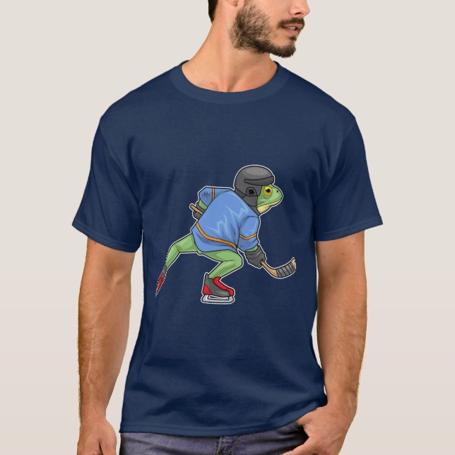 T-shirt Frog Ice hockey Ice hockey stick Sports (Devant)