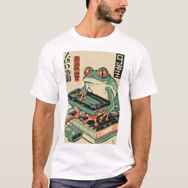T-shirt Frog Jouer Pc Jeux, Ukiyo-e Frog Art, Frog (Devant)