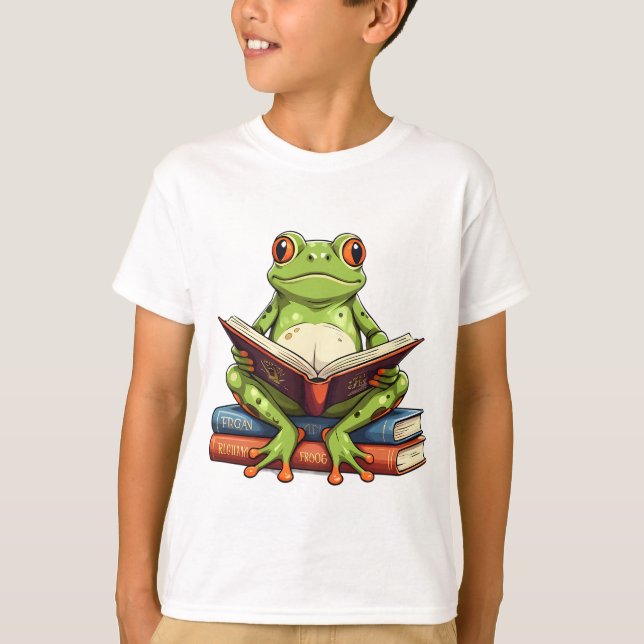 T-shirt Frog Lire un livre (Devant)