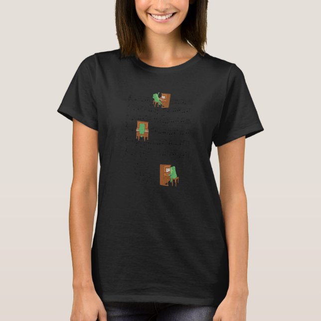 T-shirt Frog Playing Piano Music Frog  Toad  Phrog Clef (Devant)