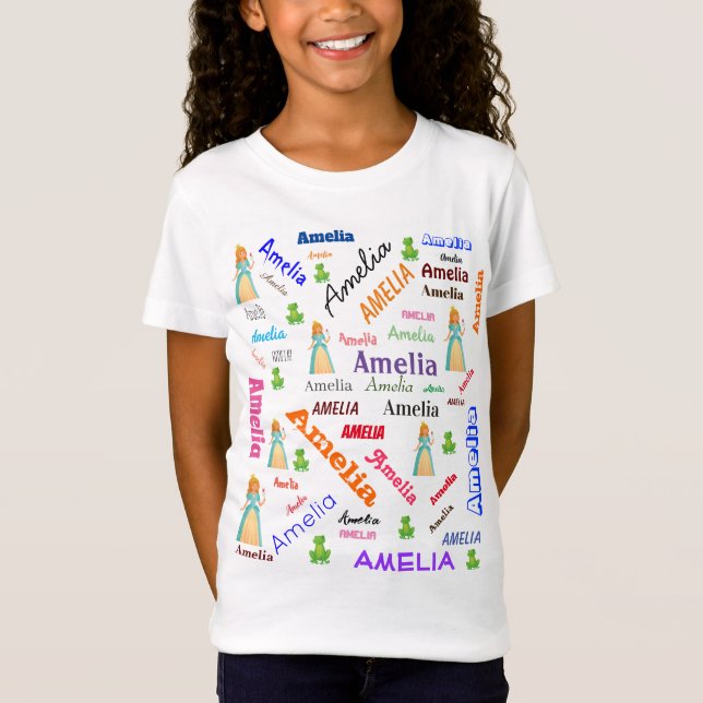T-Shirt Frog Princess Fairy Tale Mot Cloud Nom Collage (Devant)