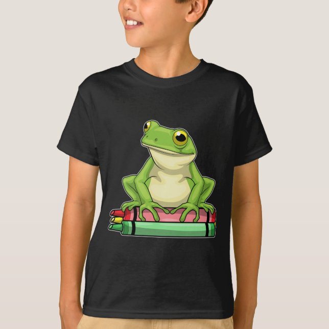 T-shirt Frog Pupil Crayons School (Devant)