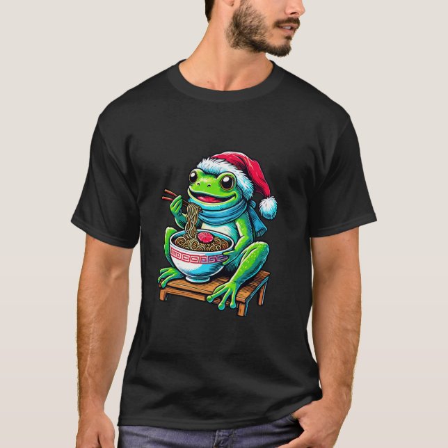 T-shirt Frog Ramen Santa Hat Noël japonais Noël Noël Noël  (Devant)