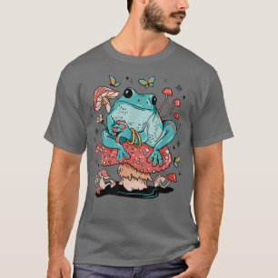T-shirt Frog Sitting on a Cute Mushroom Wild Toad Animal 