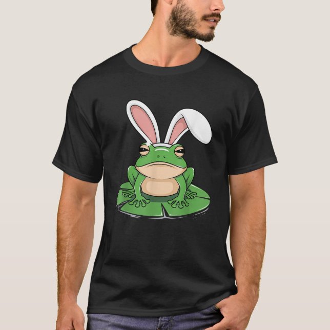 T-shirt Frog with Bunny Ears Funny Easter Kids Girls Boys  (Devant)