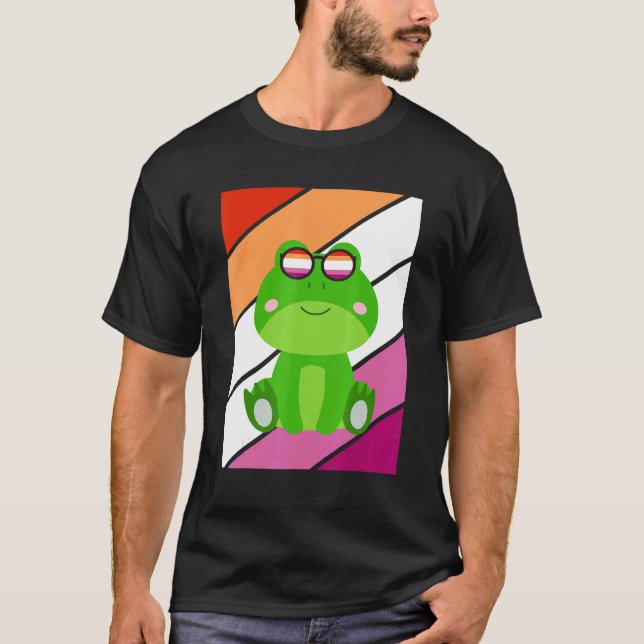 T-shirt Frog With Pride Lesbian Flag LGBTQ Proud Ally Prid (Devant)