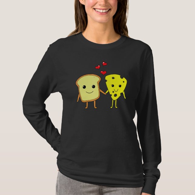 T-shirt Fromage de pain Cheddar Couple Alimentation de bas (Devant)