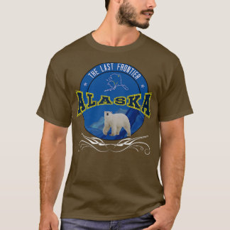 T-shirt Frontière Alaska Avec Carte Et Ours Polaire En Vin