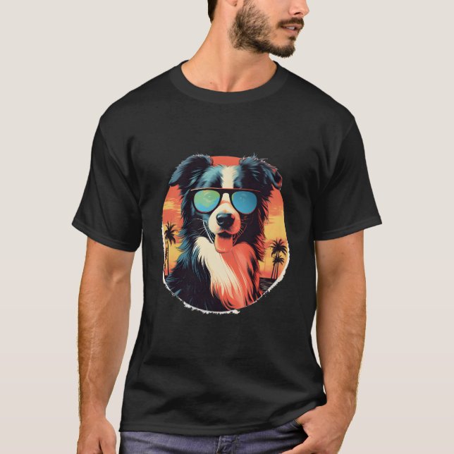 T-shirt Frontière Collie Chien Hommes Femmes Enfants (Devant)