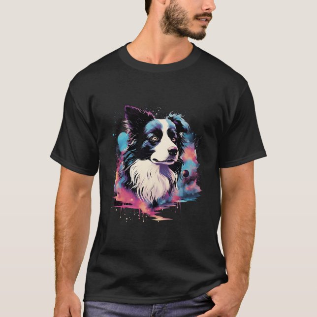 T-shirt Frontière Collie Chien Hommes Femmes Enfants (Devant)