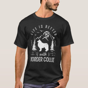 T-shirt Frontière Collie Vie Mieux Maman Papa Chien