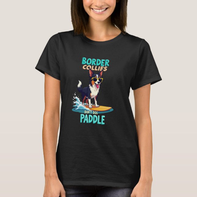 T-shirt Frontière cool Collie Surf Chien (Devant)