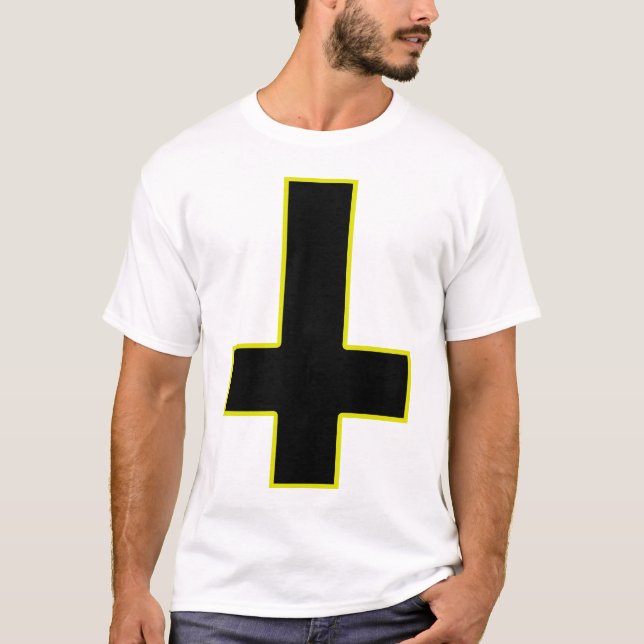 T-shirt Frontière croisée noire à l'envers d'or (Devant)