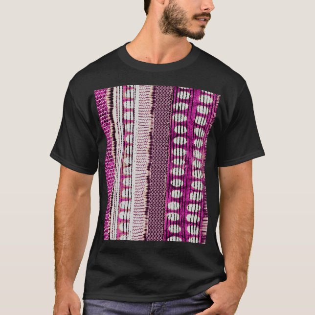 T-shirt Frontière ethnique de Fuchsia Abstraite (Devant)