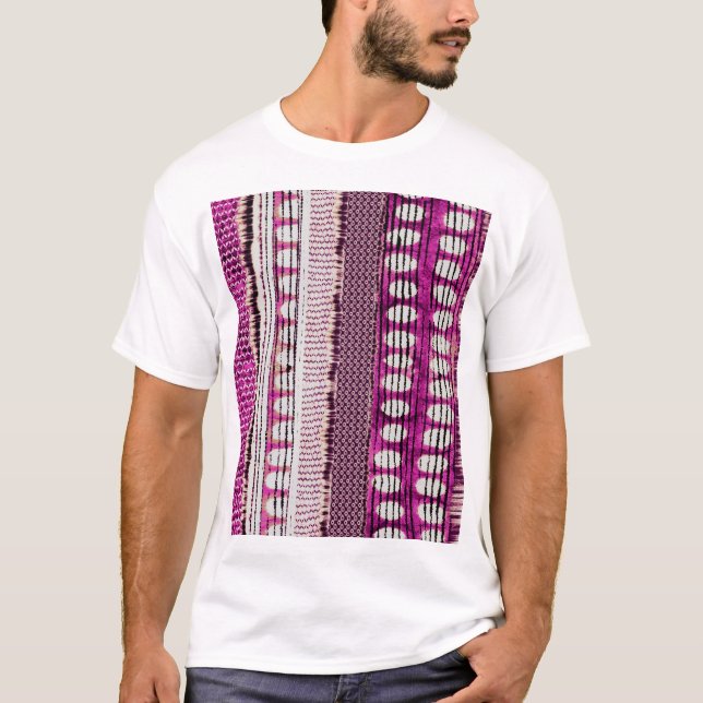 T-shirt Frontière ethnique de Fuchsia Abstraite (Devant)