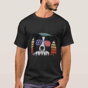 T-shirt Frontière patriotique Collie Drapeau Américain Dra