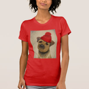 T-shirt Frontière Terrier avec le casquette rouge de