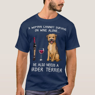 T-shirt Frontière Terrier et vin Chien drôle