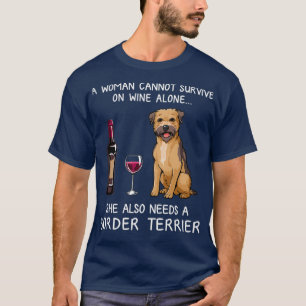 T-shirt Frontière Terrier et vin Drôle chien
