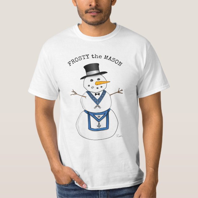 T-shirt Frosty Snowman Funny Masonic Holiday Noël (Devant)