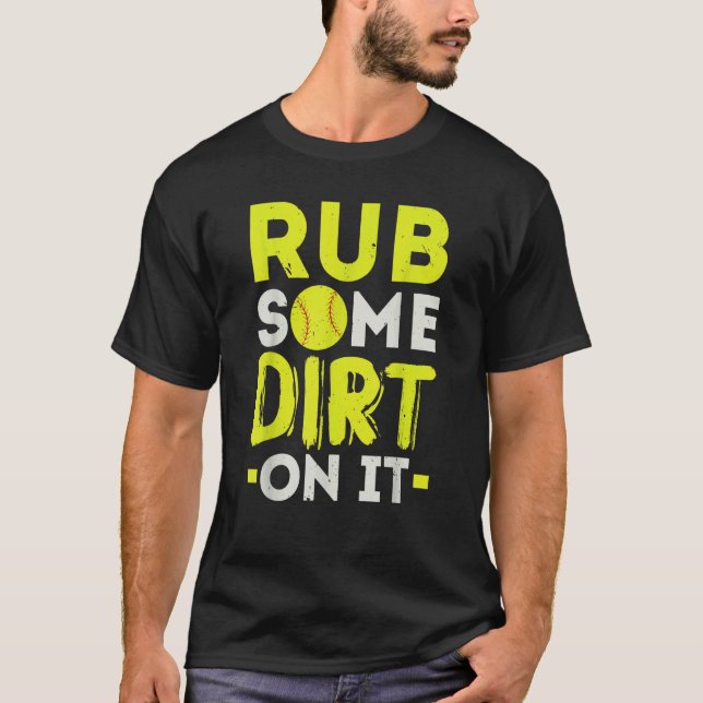 T-shirt Frotter de la terre dessus Joueuse de softball Lan (Devant)