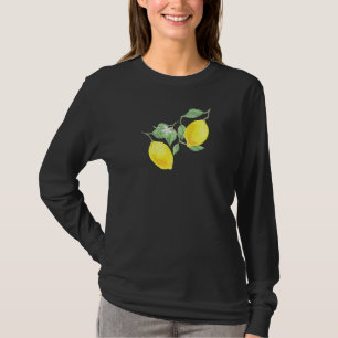 T-shirt Fruit Citrus Citron Avec Feuilles Verts