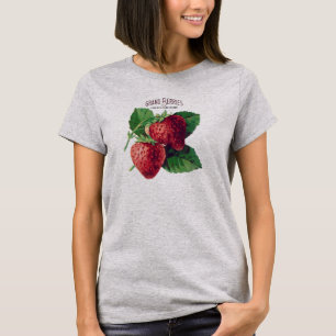 T-shirt Fruit de fraise Vintage gris Ajouter votre nom