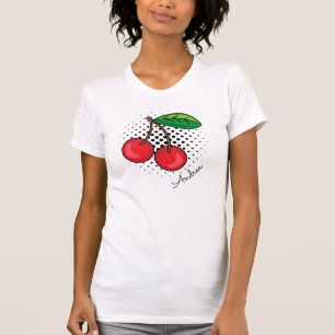 T-shirt Fruit demi-teint rouge Cerises Rétro