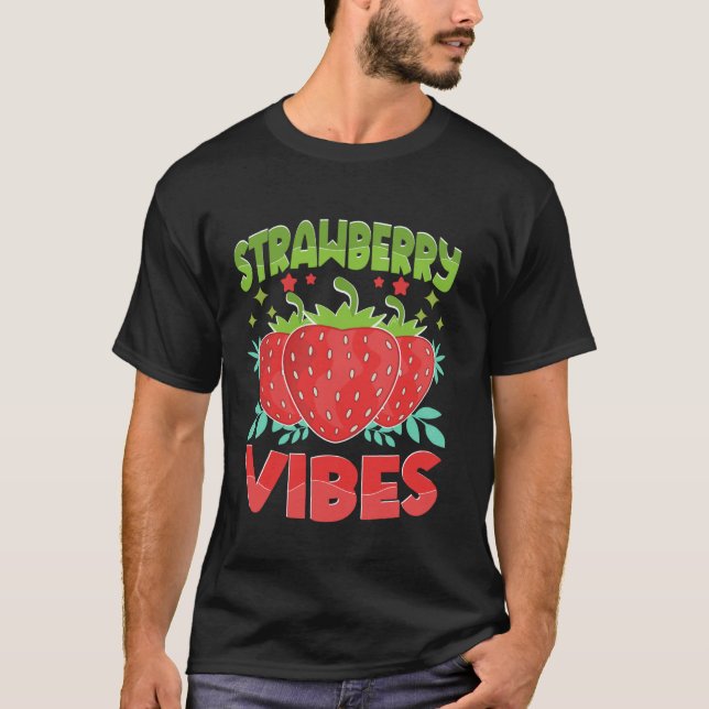 T-shirt Fruit Fraise Fraises Végétalien (Devant)
