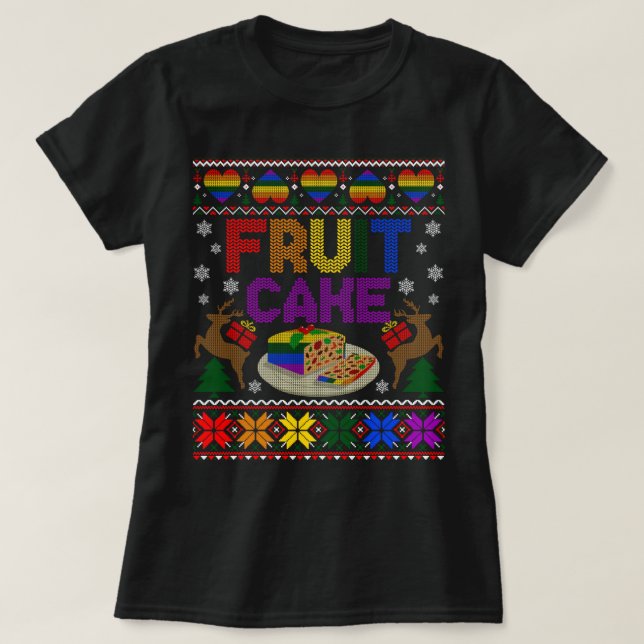 T-shirt Fruit Gâteau drôle Gay moche de Noël LGBT S (Design devant)