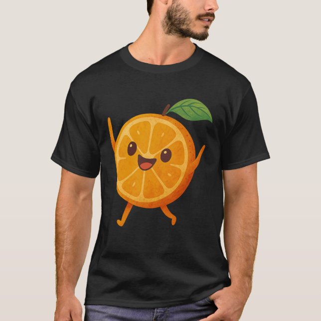 T-shirt Fruit Heureux Agrume Joyeux Fruitarien Mignon Oran (Devant)