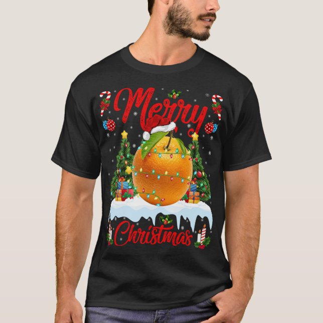 T-shirt Fruit orange Lumières Joyeux Joyeux Père Noël Joya (Devant)