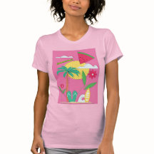 T-Shirt Fruit Tropical d'Été Rose