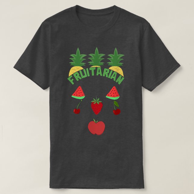 T-shirt Fruitarian Fruits Vegan Face Diet Funny  (Design devant)