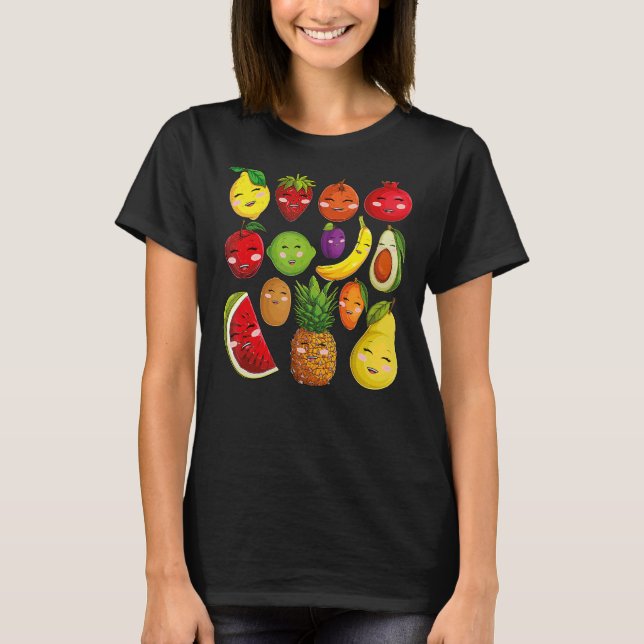 T-shirt Fruits Collage Cute Fruits et Légumes (Devant)