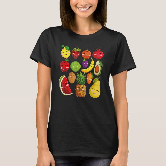 T-shirt Fruits Collage Cute Fruits et Légumes (Devant)