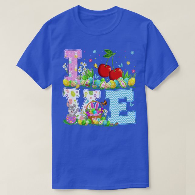 T-shirt Fruits de cerise Chasse aux oeufs de Pâques Amour  (Design devant)